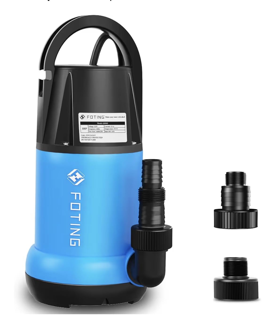 FOTING 1HP Sump Pump 4600GPH Clean/Dirty Submersible Water Pump customer photo 1