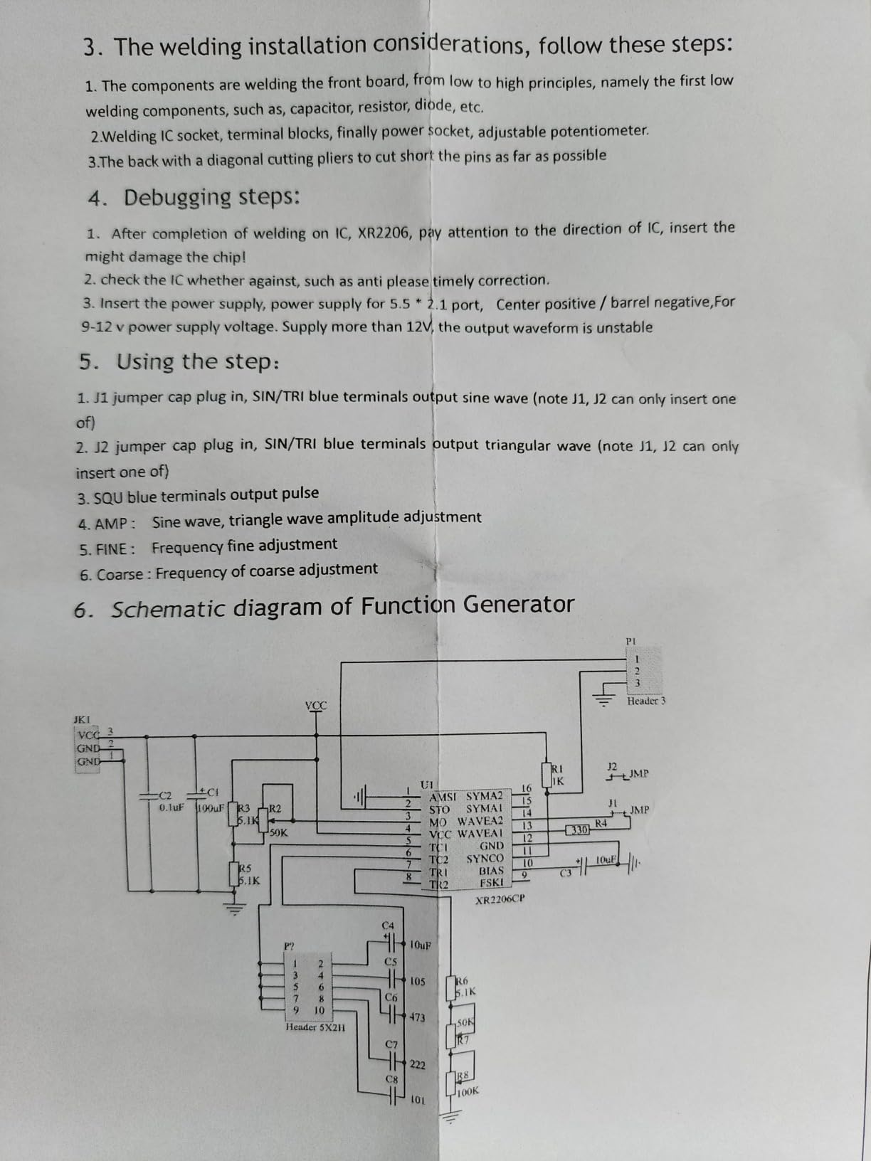 High Precision Function Signal Generator DIY Kit XR2206 Adjustable Frequency Amplitude Module Sine Triangle Square Output 1Hz-1MHz DC 9-12V customer photo 1
