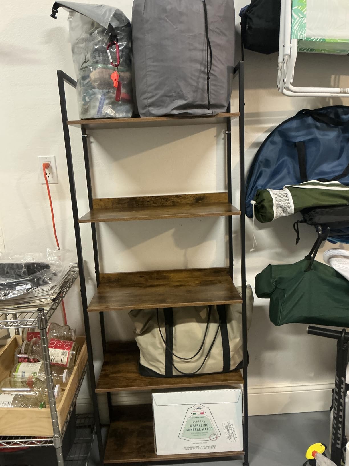 NUMENN Narrow Bookshelf, 5 Tier Freestanding Shelving Unit, Vintage customer photo 1