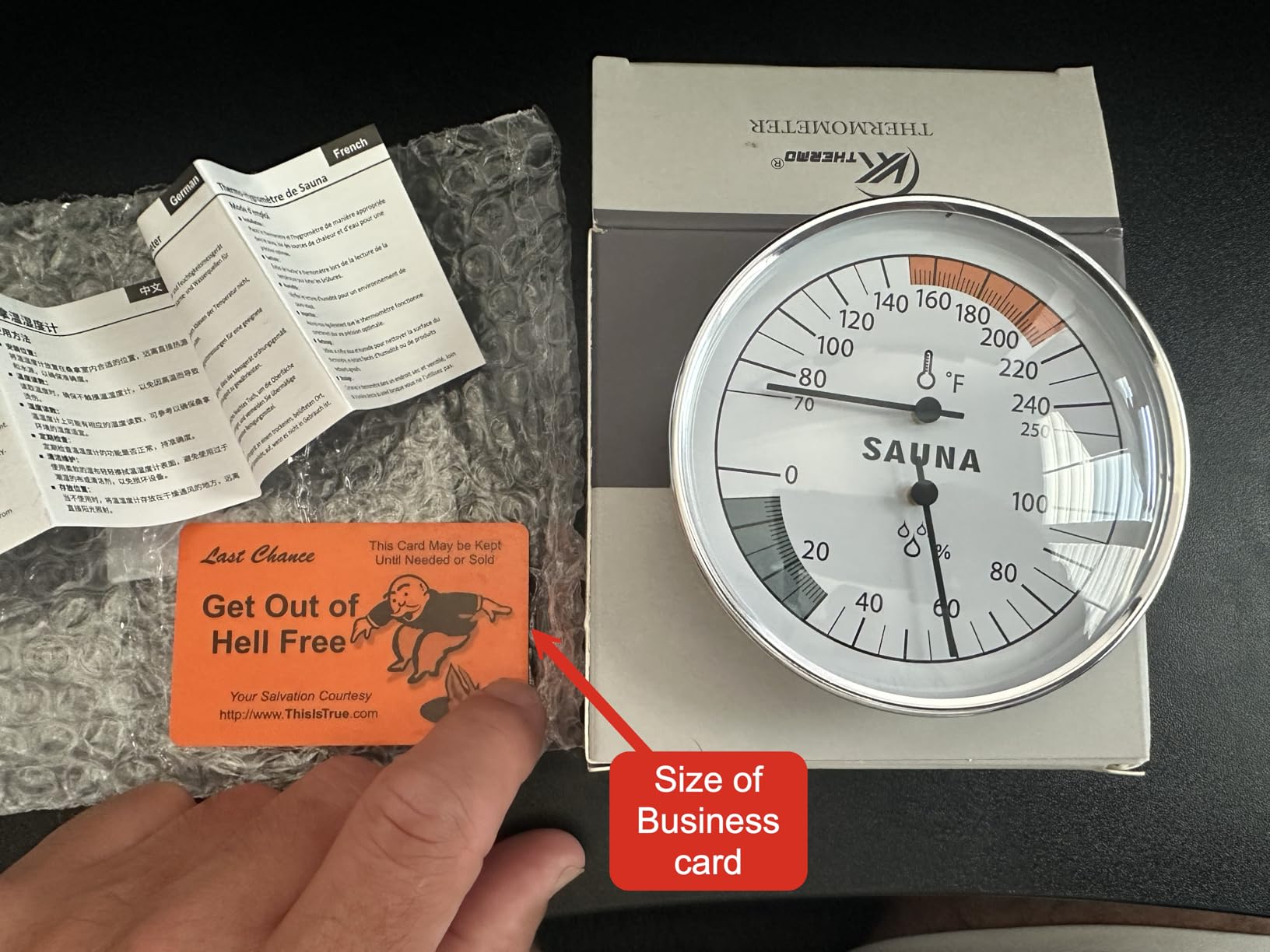 Sauna Thermometer Hygrometer, 70-250°F & 0-100% RH Sauna Temperature Gauge customer photo 1
